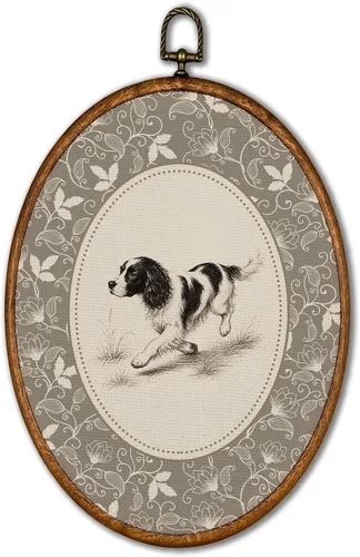 Vista 38 de KSDUT Arte de pared ovalado de perro pastor australiano floral retro de 8.6