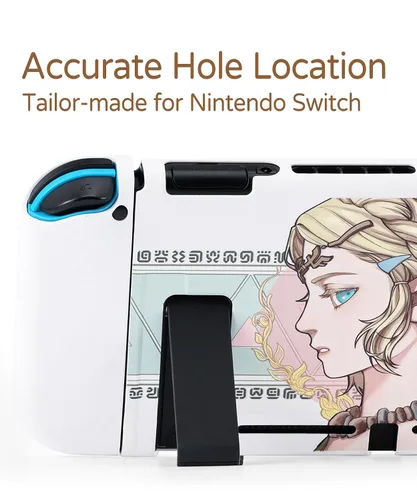 Vista 2 de PAWSWORLD Funda protectora para Switch Zelda, funda de interruptor acoplable suave para Nintendo, funda Joycon funda desmontable para interruptor