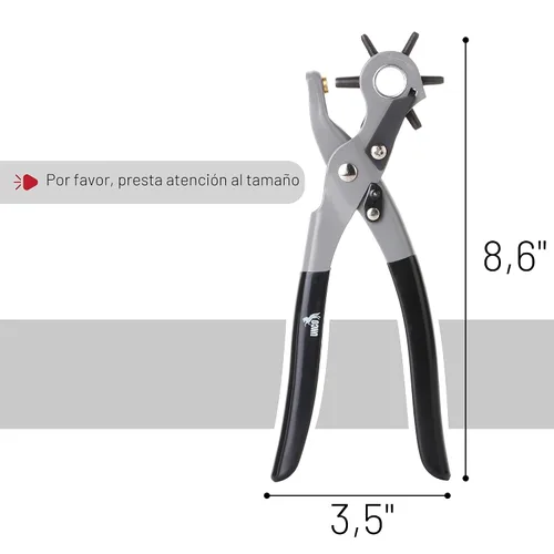 Vista 4 de UNCO- Herramienta de perforación de cuero para perforación, 5/64", 3/32", 7/64", 1/8", 5/32", 3/16" 6 Different Hole Sizes, Durable Hole Punch for