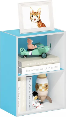 Vista 27 de Furinno LUDER - Estantería de libros, estantería moderna de 2 niveles, estantería abierta de 9 x 16 x 21, para sala de estar, dormitorio, oficina