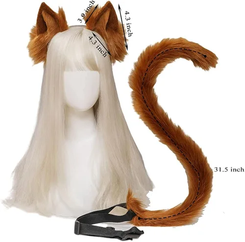 Vista 2 de Vivilly Fox Cat Ear and Tail Accesorios Cosplay de Halloween para mujeres y niñas