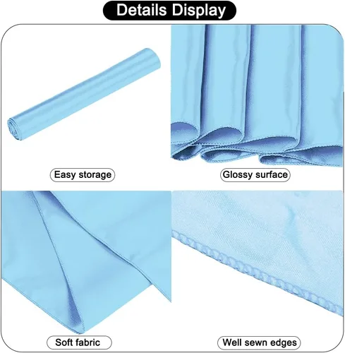 Vista 3 de Paquete de 12 caminos de mesa de satén de 12 x 108 pulgadas, color azul bebé, camino de mesa largo de satén para bodas, banquetes, graduaciones
