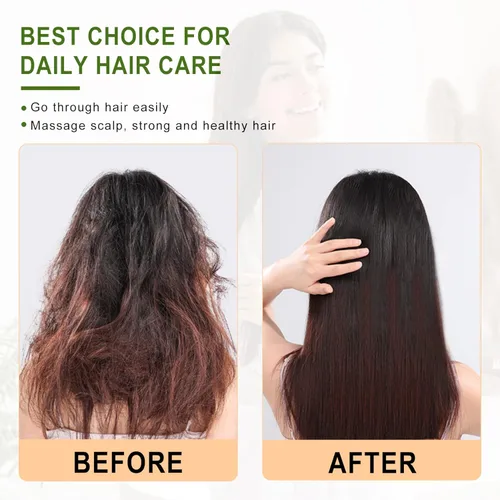Vista 8 de MRD Cepillo y peine de bambú para el cabello, para hombres y mujeres, masaje cuero cabelludo grueso, fino, rizado, seco para mujeres y hombres