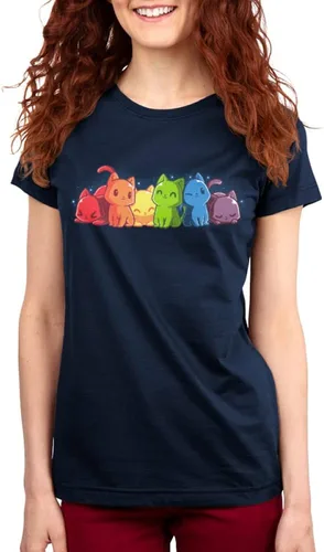 Vista 3 de TeeTurtle Camiseta relajada Rainbow Kitties para mujer, Arco iris