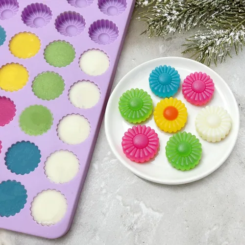 Vista 4 de Moldes de silicona de chocolate con forma de margarita, moldes de caramelo de goma para decoraciones de pastel, molde de silicona para fondant