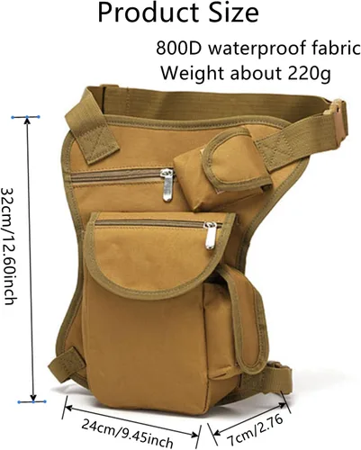 Vista 2 de Bolso táctico militar de la pierna del descenso de Molle, paquete del muslo para la motocicleta, ciclismo, equitación, camping, bolsos de cintura