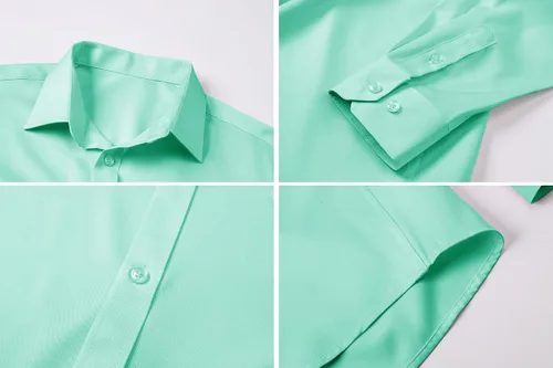 Vista 7 de Cromoncent Conjunto de camisa de vestir de manga larga para hombre y corbata con corbata y pañuelo a juego