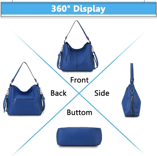 Vista 6 de VX VONXURY Bolsos Hobo para mujer, bolso de mano de piel sintética para mujer, bolso de hombro mediano con bolsillos laterales para el trabajo