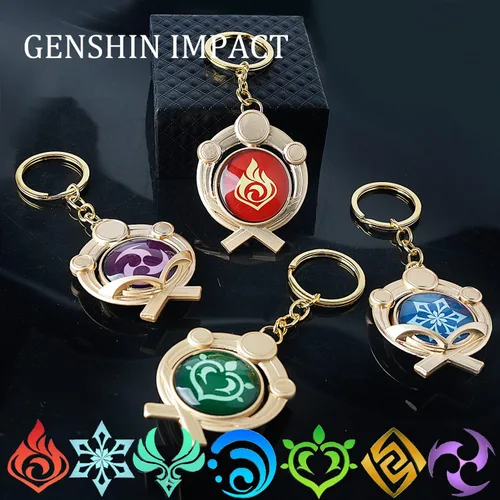 Vista 3 de CHUQIU Genshin Impact Vision - Llavero luminoso de ojo de Dios