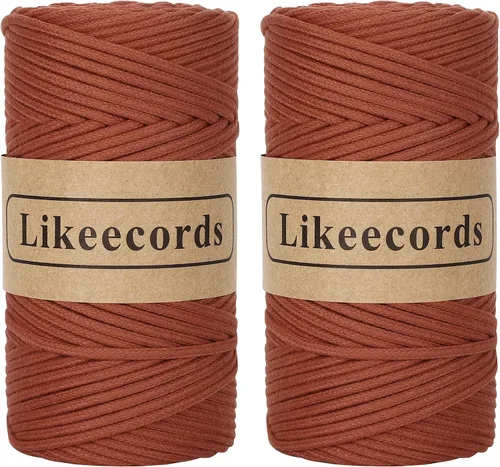 Vista 26 de Cordón de algodón trenzado de 0.11 pulgadas x 109 yardas, cuerda de algodón para macramé natural, estilo bohemio, para colgar plantas hechas a mano