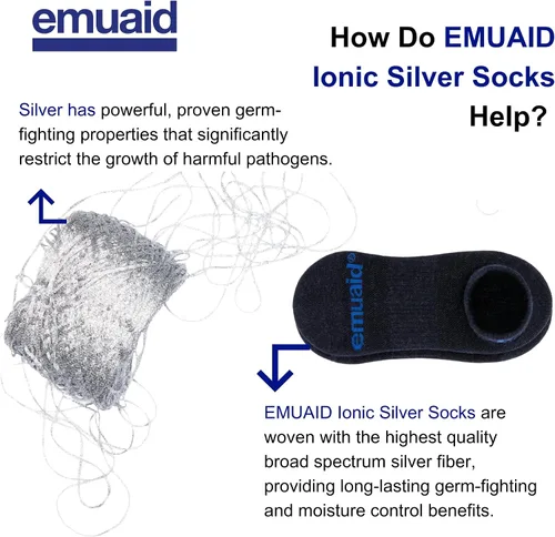 Vista 2 de EMUAID Max Nail Fungus Travel Companion - EMUAIDMAX Máxima Fuerza 0.5 oz con calcetines iónicos plateados es adecuado para hongos en las uñas y pie