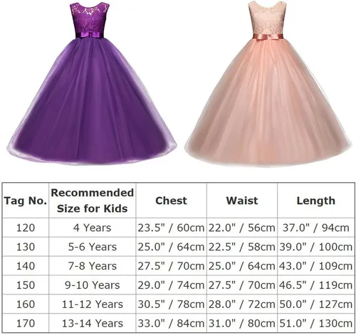 Vista 3 de Vestido Yaphyee largo, de princesa, con flores, formal, para boda, dama de honor, para fiesta, para niña