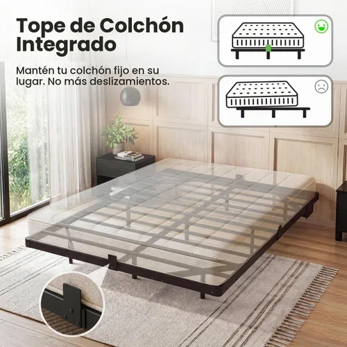 Vista 6 de Liians Marco de cama flotante moderno de tamaño completo con luces LED inteligentes, estación de carga USB, plataforma de metal resistente,
