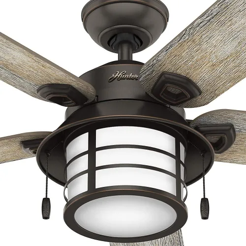 Vista 10 de Hunter Key Biscayne - Ventilador de techo, para interiores y exteriores, con luz LED y control para cadena de tracción