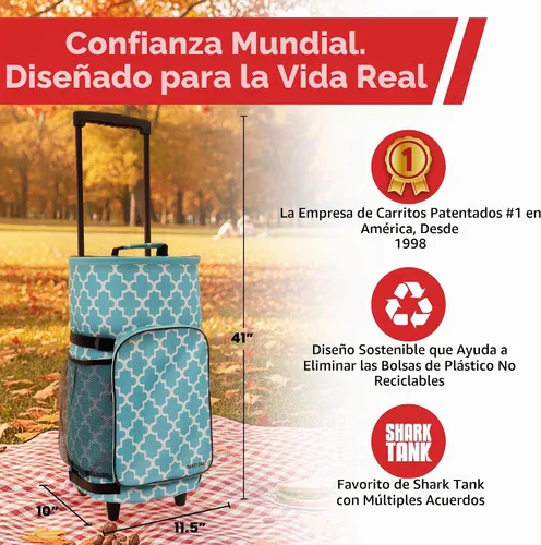 Vista 2 de dbest products - Nevera tipo carrito inteligente ultra compacta extendida, con aislamiento, con plataforma trasera, plegable, para barbacoa, playa