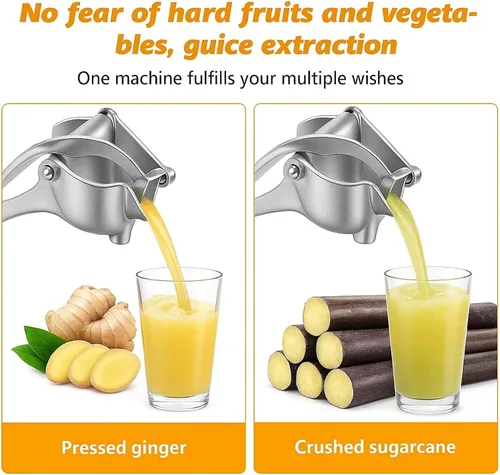 Vista 2 de Exprimidor manual de aluminio, prensa manual mejorada con agarre ergonómico, fácil de usar y limpiar, eficiente extractor de jugo de cítricos