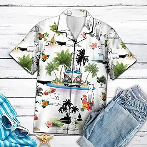 Vista 2 de Camisas hawaianas de perro para hombres Camisas hawaianas de manga corta para hombre con botones de vacaciones serie 52 3XL Dogo-12