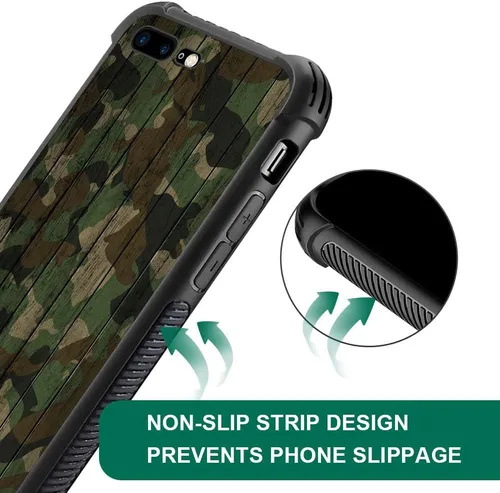 Vista 4 de DJSOK Funda compatible con iPhone 7/8 Plus, diseño con patrón de parachoques trasero, esquinas reforzadas antiarañazos, caver de TPU suave, fundas