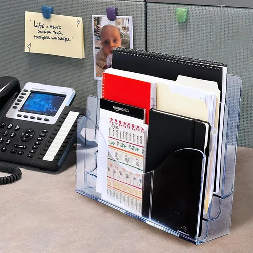 Vista 5 de Azar Displays 250099-3PK Soporte organizador de pared de escritorio de tres niveles para archivos y folletos con divisores, soporte de exhibición