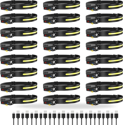Vista 8 de Paquete de 12 linternas frontales recargables, linternas de 1000 lúmenes para adultos, haz amplio de 230 grados y foco, sensor de movimiento, 6
