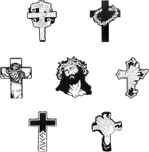 Vista 8 de Juego de broches cristianos religiosos y alfileres de solapa