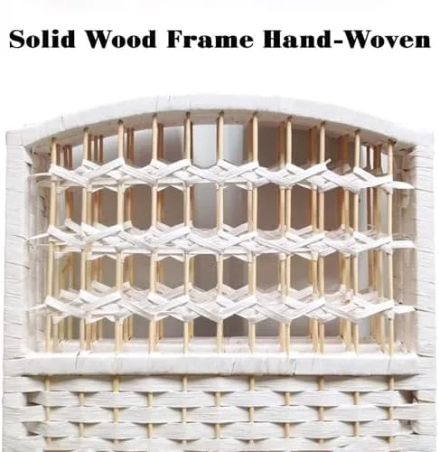 Vista 3 de Foldable Rattan Room Divider, Height Adjustable & Easy to Store, 4 Panels (100x40cm) - Perfect for Live Streaming Backgrounds, Privacy Screen, Home