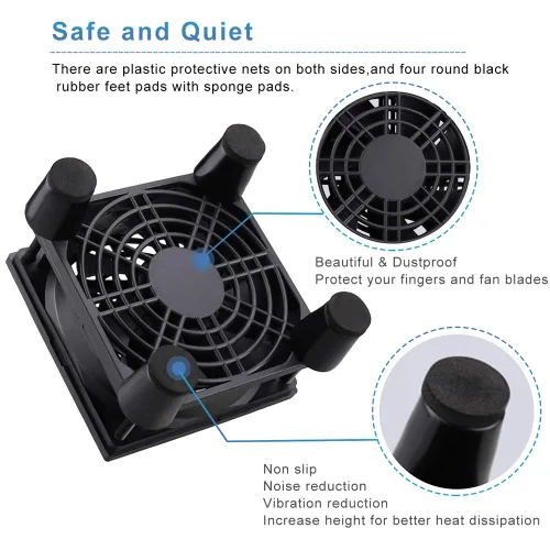 Vista 6 de GDSTIME Enfriador de ventilador de enrutador pequeño de 3.150 in con controlador de 3 velocidades L/M/H, CC 5V USB alimentado por USB, ventiladores