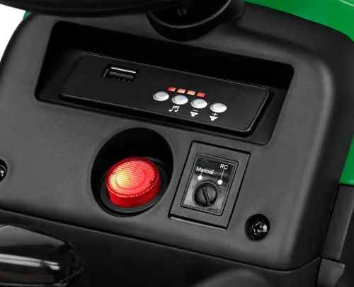Vista 6 de Peg Perego John Deere Farm Power 12 Volt Tractor de juguete montable con remolque y control remoto