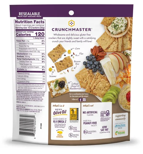 Vista 2 de Crunchmaster Galletas multicereal Cheddar blanco envejecido, sin gluten, 4 onzas (paquete de 12)