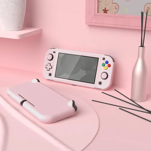 Vista 3 de eXtremeRate PlayVital Protective Grip Case for Nintendo Switch Lite, Cherry Blossoms Pink Hard Cover Protector for Nintendo Switch Lite - 1 x White
