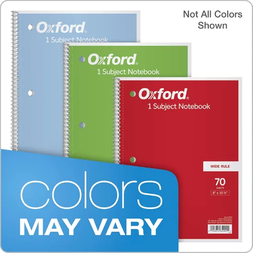 Vista 6 de Oxford Cuadernos de 1 materia, diario escolar, 8 x 10-1/2 pulgadas, papel de regla ancha, 70 hojas, perforación de 3 agujeros, paquete de 3, rojo