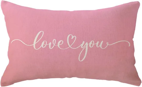 Vista 11 de Love You - Fundas de almohada lumbar para parejas, aniversarios, bodas, compromisos, día de San Valentín, 12 x 20 pulgadas (beige)