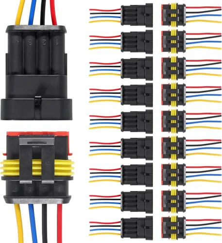 Vista 12 de AITRIP Kit de 10 conectores de 1 pines, conector eléctrico impermeable para automóvil, conector eléctrico de 1 pin con cable 16 AWG marino