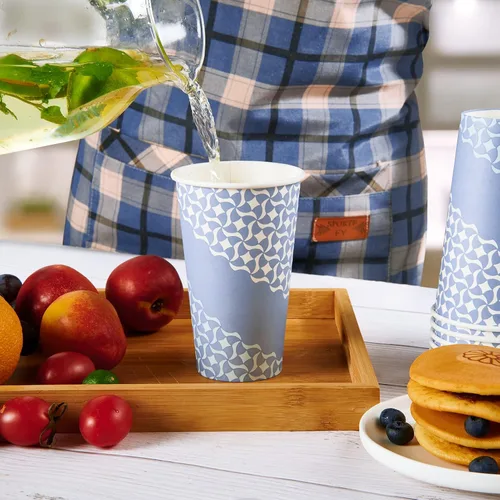 Vista 6 de MUCHII Tazas de café de papel de 16 onzas, vasos de papel desechables, 210 unidades, vasos de papel desechables para bebidas calientes, tazas