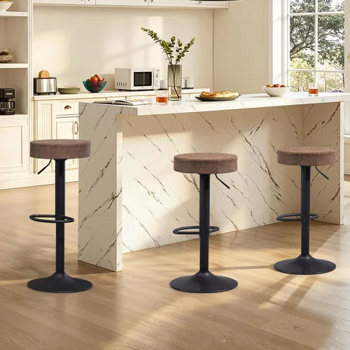 Vista 9 de Finnhomy Juego de 2 taburetes de bar de altura de mostrador, taburetes de bar giratorios con reposapiés y espalda descubierta, taburetes de bar Negro