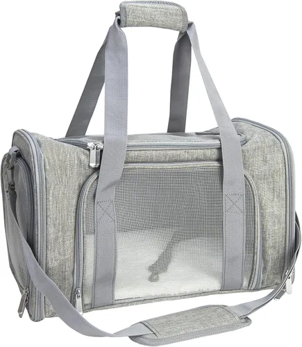Vista 11 de Transportador de lados suaves para perros y gatos pequeños y medianos, aprobado por la aerolínea TSA, plegable, para mascotas, color negro