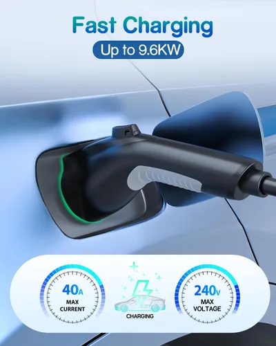 Vista 4 de Cable de extensión de cargador EV, cable de extensión J1772 de 40 amperios de 21 pies compatible con cargadores de vehículos eléctricos SAE J1772