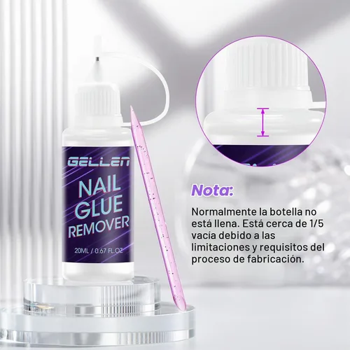 Vista 9 de Gellen 2 unidades de removedor de pegamento de uñas Pinpoint para prensas, removedor de pegamento suave sin acetona, removedor multifuncional