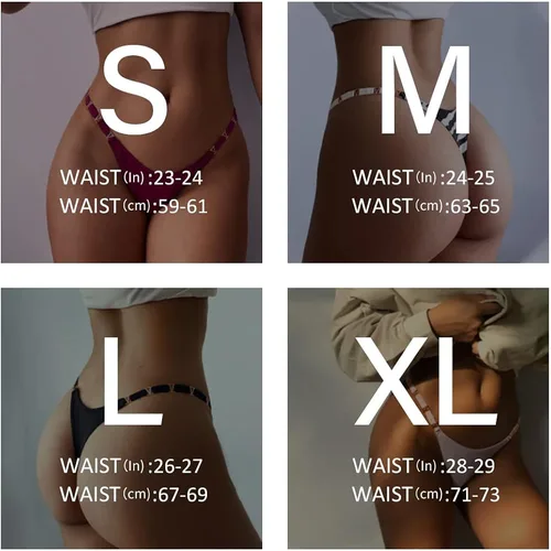 Vista 7 de chahoo Paquete de 4 tangas sexy de tanga para mujer ropa interior de seda de tiro bajo ropa interior de algodón con cuerda en V