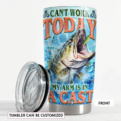 Vista 3 de SANDJEST Vaso de pesca personalizado de 20 onzas, 30 onzas, vasos aislados con tapa, taza de viaje para café, taza de viaje, taza no puede funcionar