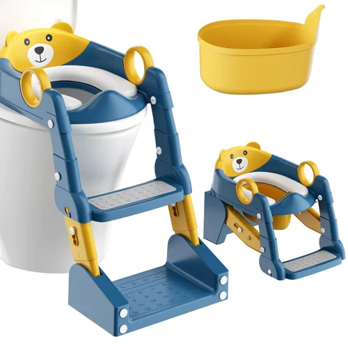 Vista 13 de Asiento de Entrenamiento de Baño, Asiento de Inodoro Mejorado para Niños y Niñas, Asiento de Entrenamiento de Baño 2 en 1 para Niños, Asiento