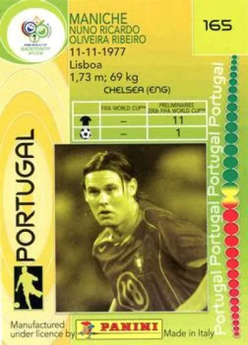Vista 2 de 2006 Panini World Cup #165 Maniche Portugal Copa Mundial Oficial de la FIFA Fútbol en estado Raw (NM o mejor)