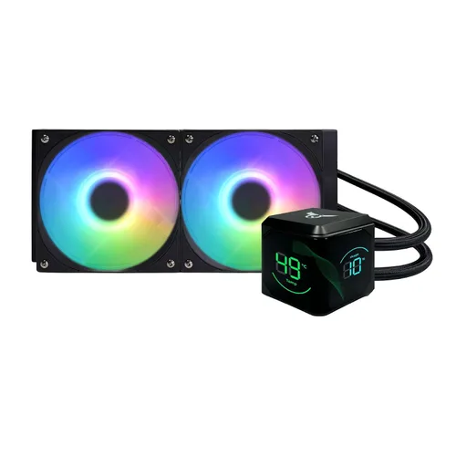 Vista 14 de Dracaena.io Enfriador de CPU AIO de 4.724 in, control remoto ARGB, ventilador PWM ARGB silencioso, bomba de rodamiento hidráulico y radiador