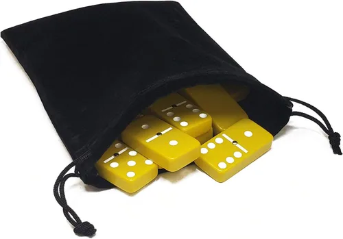 Vista 17 de Marion & Co. Dominó Doble Seis 6 Azulejos Negros Tamaño Jumbo de Torneo Profesional con Giradores en Bolsa Elegante de Terciopelo Negro