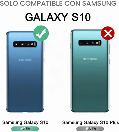 Vista 2 de WeLoveCase Funda tipo cartera para Galaxy S10 Defender con espejo oculto, tres capas a prueba de golpes, protección resistente, funda protectora