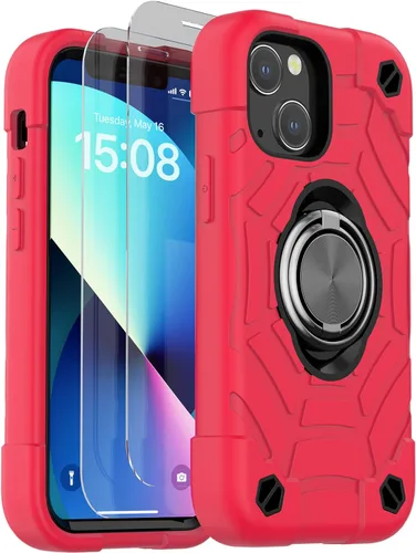 Vista 18 de KCJ Funda para iPhone SE 2022/2020, iPhone 8/7/6/6S, con [2×Protectores de Pantalla][Soporte de Anillo] Silicona Suave+PC Duro Protección Completa