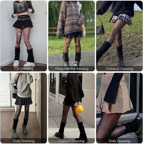 Vista 2 de DRESHOW Medias de red para mujer, medias altas hasta el muslo