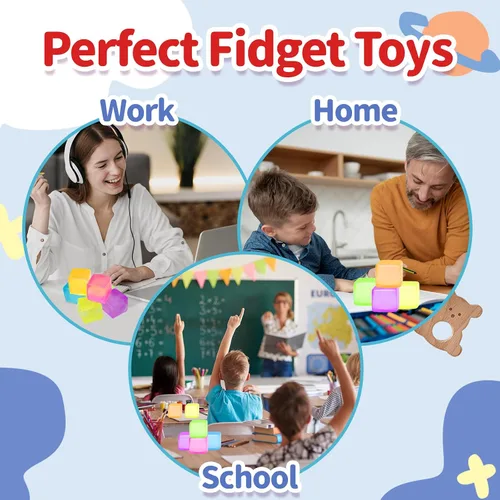 Vista 5 de Paquete de 6 bolas de estrés para adultos y niños, juguetes sensoriales para aliviar la ansiedad y el estrés, juguetes relajantes, bolas de estrés