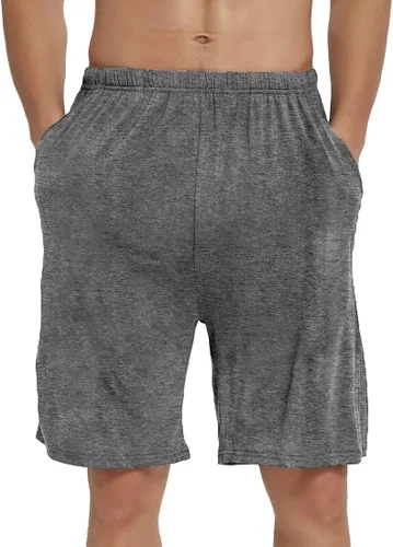 Vista 4 de JINSHI Pantalones cortos de pijama para hombre, pantalones cortos para dormir, ultra suaves, cómodos, ligeros, paquete de 2