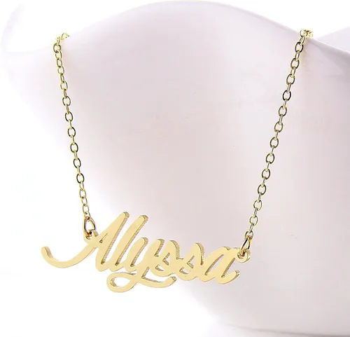 Vista 3 de HUAN XUN - Collar con nombre personalizado en plata dorada